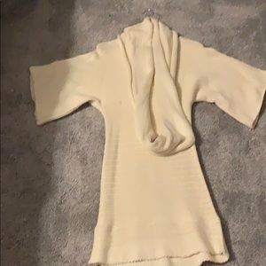 Sweater dress with scarf